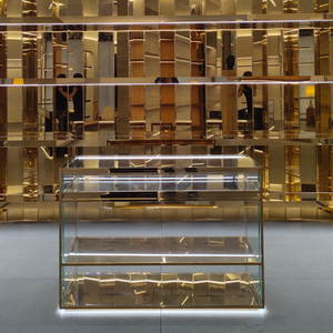 Stainless steel/glass display table